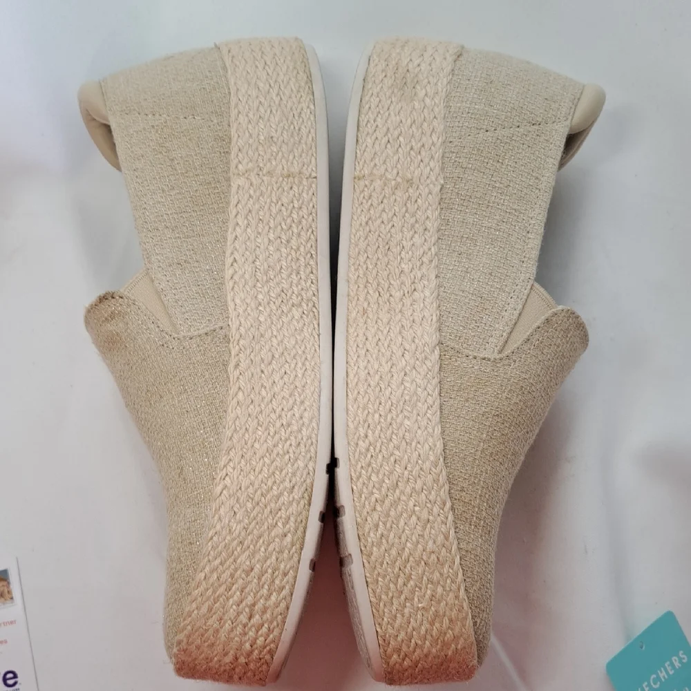 Skechers Martha Natural Beige Slip-On Espadrille Sneakers